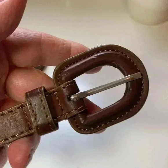 Source Unknown,brown braided leather belt with  gold stitching - Picture 4 of 9